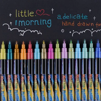 18 цветных металлических маркеров, кисточка с супер-кончиком 0,7 мм, металлические маркеры на водной основе, цветные художественные ручки для создания фирменных надписей.