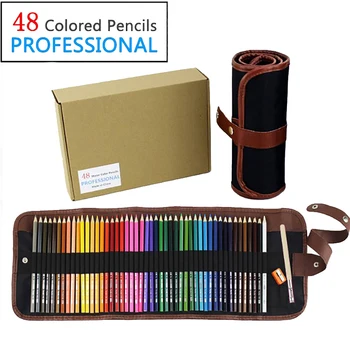 48 цветных акварельных карандашей Высокого качества профессионального художника С держателем для карандашей, точилкой и кисточкой, деревянными цветными карандашами
