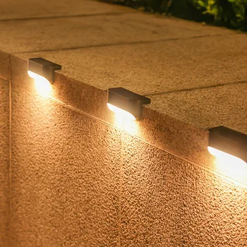 6 светодиодных солнечных светильников для палубы, наружных ступенчатых светильников, водонепроницаемых светодиодных ограждений для сада, патио, лестничных перил, дорожки, настенного светильника во дворе