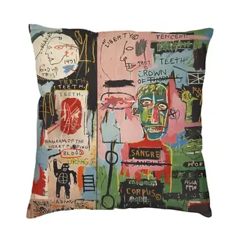 Basquiats New York Street Graffiti Чехол для подушки 60x60 см из полиэстера, наволочка для дивана, Квадратная Наволочка для дома, Декоративная