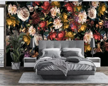 beibehang papel de parede, современная ручная роспись, цветочный фон для интерьера, цветочные пасторальные фоновые обои