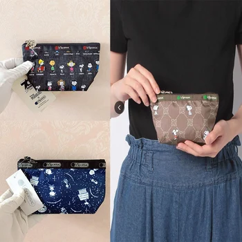 Lesportsac Новые женские сумки Sanrio Kawaii Snoopy, нейлоновые косметички, сумки для гигиенических салфеток, кошельки для монет, клатчи