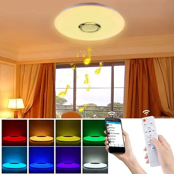 RGB Светодиодный потолочный светильник с управлением через приложение, совместимый с Bluetooth Умный потолочный светильник с регулируемой яркостью, интеллектуальная светодиодная лампа для спальни и гостиной