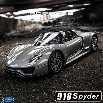 WELLY 1:24 Porsche 918 Spyder Concept, литые автомобильные модели и игрушечные транспортные средства, модели автомобилей в миниатюрном масштабе, игрушки для детей