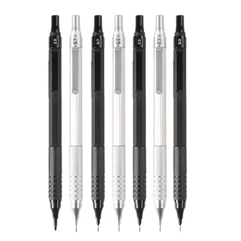 Автоматические карандаши для рисования 0,3 0,5 0,7 2,0 мм, низкий центр тяжести, выдвижной наконечник, металлический карандаш, набор для офиса и школы в подарочной коробке