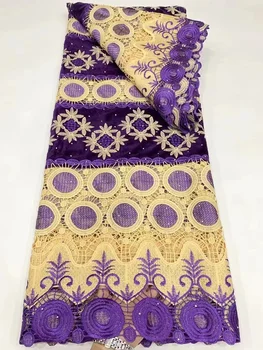 Африканская гипюровая ткань 2023 Шнур Нигерийский швейный материал 5 ярдов Вечерние Свадебные платья Женские Высококачественные Французские водорастворимые
