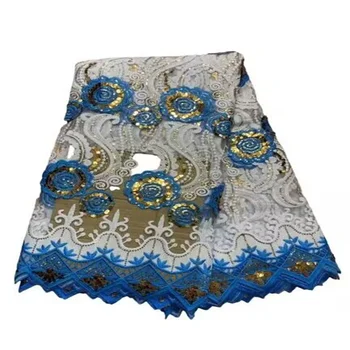 Африканские кружевные ткани с пайетками 2023, Высококачественная вышивка, Французский тюль, Нигерийская кружевная ткань для свадьбы FLJ638
