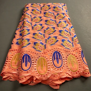 Африканские швейцарские кружевные ткани из вуали 2023, новейшие Нигерийские хлопчатобумажные кружева с вышивкой для женских свадебных платьев 5 ярдов A3455