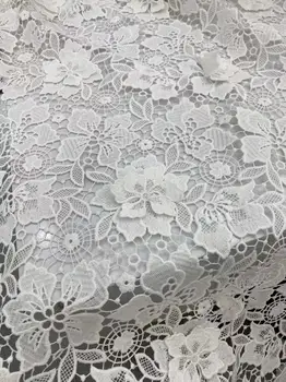 Высококачественные Белые 3D цветы, африканская водорастворимая ткань, Ткань с вышивкой, французское кружево Для модных вечерних платьев, свадеб