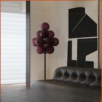 Высококачественный фиолетовый торшер с гофрированным шариком в виде винограда для гостиной, спальни, кабинета, дивана, дизайнерский торшер с орнаментом