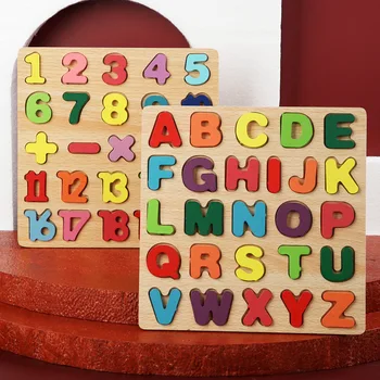 Детские Пазлы, цифры, буквы, Детские Деревянные кубики, развивающие игрушки для раннего развития, Познавательные Деревянные игрушки, подарки для детей