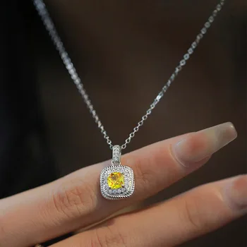 Дизайн ROPUHOV 2023 Желтое Циркониевое ожерелье с маленьким кусочком сахара Женская мода Индивидуальность Цепочка на ключицу Новый Летний стиль