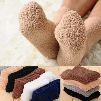 Женские носки 1Шт. Милые Мягкие эластичные коралловые бархатные носки Зимние Теплые пушистые носки в домашних условиях Носки для полотенец Дышащие чистые цвета