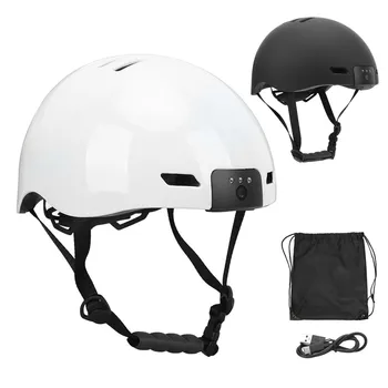 Интеллектуальный велосипедный шлем с сигнальной лампой, подставкой для подбородка, интеллектуальный велосипедный шлем со съемной подкладкой, легкая камера 1080P HD для скалолазания.
