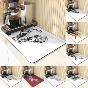 Коврики из диатомовой земли в животном стиле, силиконовый коврик для обеденного стола, силиконовый коврик с рисунком Медведя, впитывающий сушильный коврик для кухни