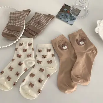 Креативные новые носки с бурым медведем, женские носки средней длины, японские милые маленькие студенческие носки Fresh Wild, осенние и зимние носки