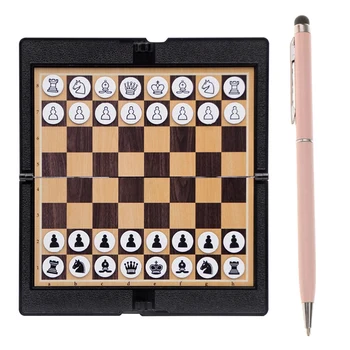 Мини-набор магнитных шахмат, внешний вид кошелька, портативная складная шахматная доска и цифровая ручка для экранов прессы