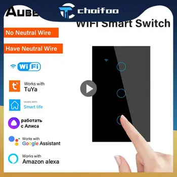 Многофункциональная Поддержка Alexa Google Home App Control Сенсорный Выключатель из Закаленного Стекла Tuya Wif Smart Light Бытовая Техника для Умного дома