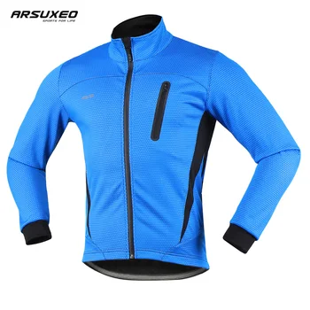 Мужская велосипедная куртка ARSUXEO, зимняя Ветрозащитная Велосипедная куртка для пеших прогулок, Softshell Thermal, Теплая Велосипедная одежда для горных дорог, Светоотражающая