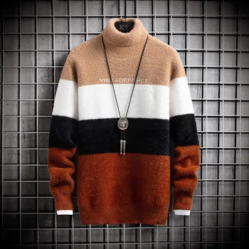 Мужской свитер с высоким воротом, винтажная одежда, мужской свитер, пуловер, Новые свитера и самый продаваемый продукт 2023, новинка зимы