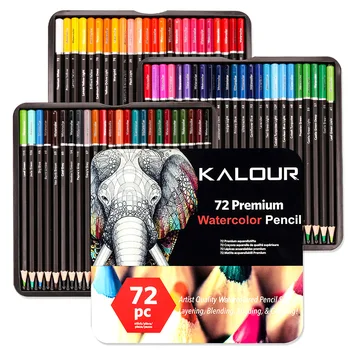 Набор акварельных карандашей KALOUR 72шт премиум-класса, цветной карандаш для рисования художника для наложения слоев, смешивания, растушевки и раскрашивания