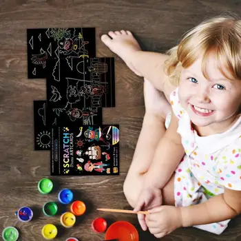 Набор для рисования из скретч-бумаги DIY Magic Rainbow Color Scratch Arts Бумажная открытка Классический Удивительный дизайн Rainbow Magic Scratch Off Paper