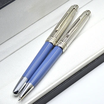 Новая роскошная ручка-роллер MB Glacier серии 163 из синей смолы, шариковая ручка, офисные школьные перьевые ручки для письма с серийным номером