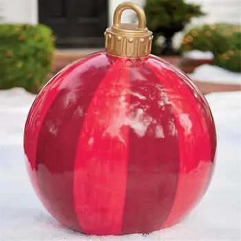 Новый 60-сантиметровый Открытый Рождественский шар из ПВХ Гигантский Без Света Большие Надувные Игрушечные шары Елочные украшения для дома Рождественский подарок
