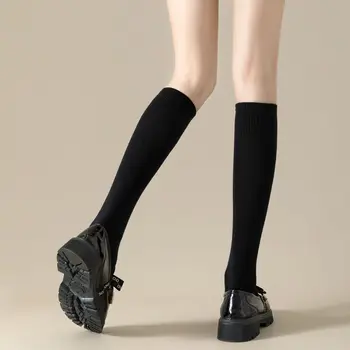 Носки до икр, женские летние тонкие обтягивающие носки, белые носки Jk, Женские чулки, черные носки в пол-тюбика, Носки в среднюю трубку