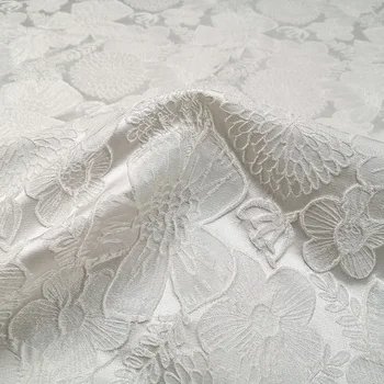 Парчовая жаккардовая ткань, весна-осень, чистое белое платье из темного зерна, тренч, ткань для одежды, модный дизайн Оптом по метрам