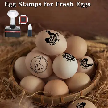 Подгонянный штамп ярлыков Свежего Яйца Цыпленка- Яичная Коробка Coop Labels Stamp Coop Chicken Just Farm Stamp Date Self Layed Box Ink R0K4