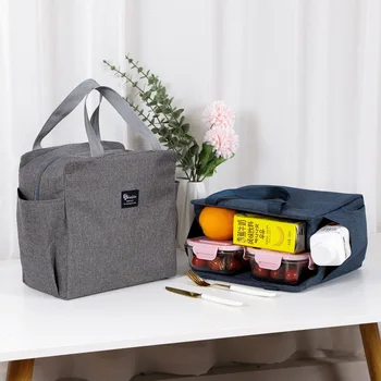 Портативная изолированная сумка для ланча с двумя боковыми карманами, термосумка для ланча для женщин, мужчин, взрослых, для работы, пикника, школьного офиса