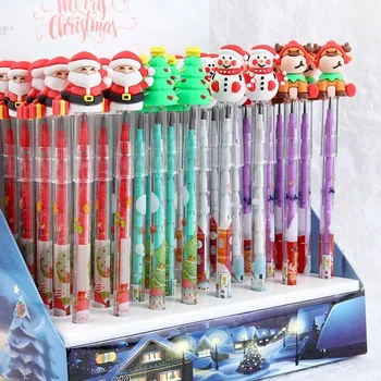 Рождественский механический карандаш 28/56 шт. Японский карандаш Kawaii без вырезов Канцелярские принадлежности для начальной школы Детские подарки для рисования в коробках
