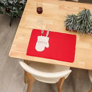 Розовый рождественский обеденный аксессуар, праздничные рождественские льняные салфетки, уникальные украшения для стола с тонкой обработкой, противоскользящие