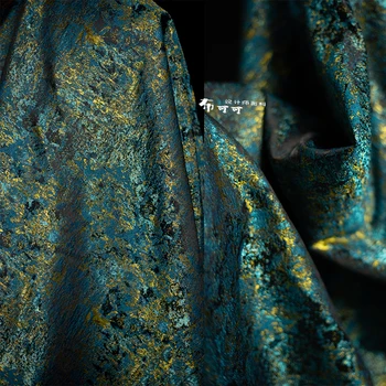 Сине-зеленая жаккардовая ткань с ретро-текстурой Chinoiserie Cheongsam Mamianqun, креативная дизайнерская ткань для самостоятельного шитья.