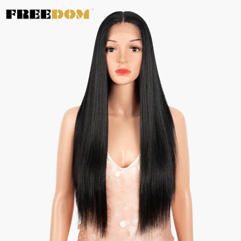 Синтетический парик FREEDOM на кружеве длиной 28 дюймов, парики из прямых волос, мягкие рыжие светлые парики на кружеве для черных женщин, парики для косплея