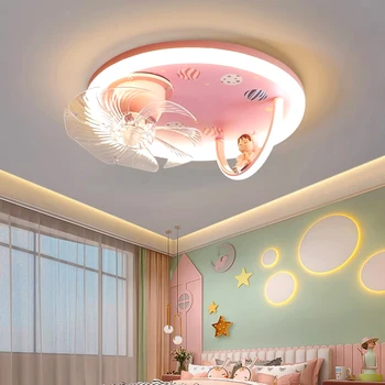 Скандинавский декор спальни светодиодные светильники для комнаты Потолочный вентилятор лампа ресторан столовая Потолочные вентиляторы с подсветкой дистанционное управление