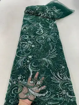 Тюлевое кружево J-1302878 Африканская кружевная ткань с вышивкой бисером, Французская сетка, кружевные ткани для свадебной вечеринки