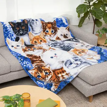 Фланелевое одеяло с котенком, милое одеяло-головоломка с котом, настраиваемый рисунок кота для девочек, женщин, мужчин, Супер Мягкое плюшевое одеяло для кошки для кошки