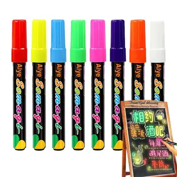 Флуоресцентные маркеры для раскрашивания черной доски, 8 цветов, ручки для рисования, художественные принадлежности, художественные маркеры ярких цветов