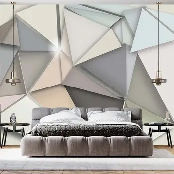Цветная мозаика Сплошная геометрия треугольник 3D индивидуальные обои для спальни гостиной диван телевизор фон стены