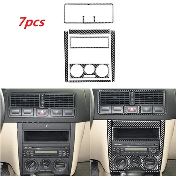 Центральная рамка управления из углеродного волокна, Розетка, радио, крышка переменного тока, Внутренняя отделка для Volkswagen VW Golf 4 MK4 1999-2004, 7 шт.