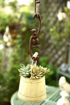 Чугунный Матово-черный S-образный крючок с обезьяной, Садовый крючок для животных, Креативная вешалка для домашнего / наружного декора, Подвесные пальто, Фурнитура для декора