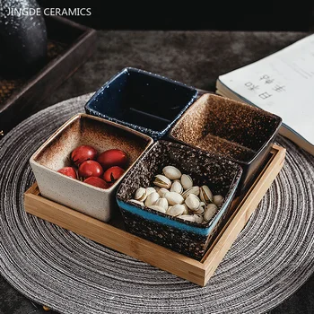 Японская керамическая тарелка для фруктов, Поднос для закусок в гостиной, Коробка для сухофруктов и семян дыни, бытовая тарелка для приправ, Кухонные принадлежности