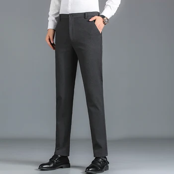 2023 Высококачественные Новые Модные Мужские Деловые Повседневные брюки, Тонкие Брюки с эластичной резинкой на талии, мужские Брюки