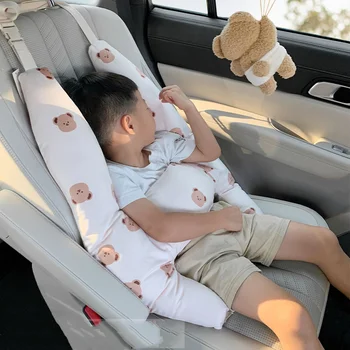 ATsafepro Автомобильная подушка для сна, детский ремень безопасности, Мультяшная дорожная подушка, подушка для ремня безопасности, универсальный фиксатор подголовника автокресла