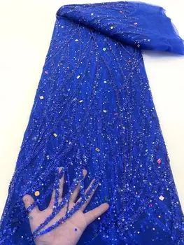 Sat-1302.4903 модная кружевная ткань с вышивкой из французского тюля с пайетками для вечернего платья
