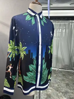 TD8264 Модные мужские рубашки 2023, французская винтажная легкая роскошная жаккардовая рубашка с объемными цветочными вставками, плиссированная рубашка
