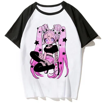 Y2k Tee, женские японские футболки, женская одежда в стиле аниме харадзюку
