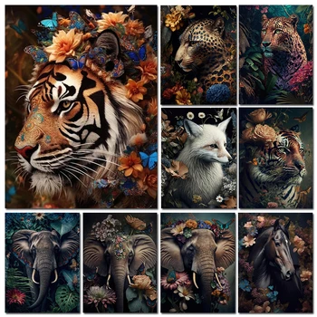 Алмазная мозаика Животные тропических джунглей 5d, Сделай Сам, Алмазная живопись, Тигр, Волк, Слон, Набор для вышивки крестом для декора гостиной